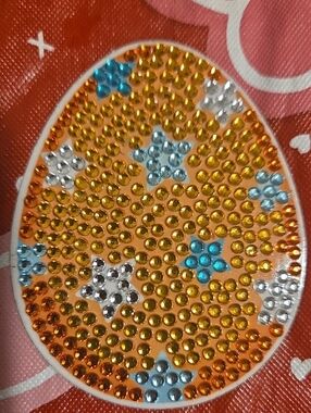 HANDMADE Embellished Oval Crystal Magnet - Orange, Blue, Silver